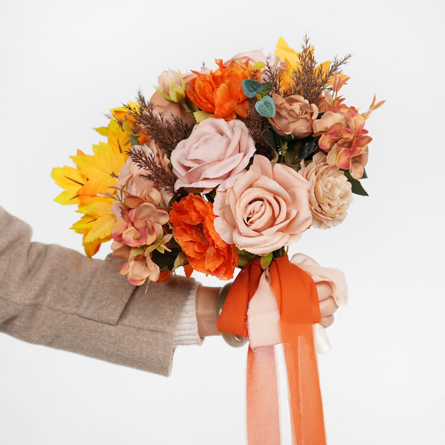 Coffee and Orange wedding flowers bridal bouquets 6 picture